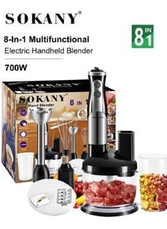 sokany 8-In-1 Hand Blender with Chopper,Mixer,Whisk,Juice Blender,Slice,500ml Mixing Beaker,Multifunctional Food Processor,700W SK5011-8  - Image 1