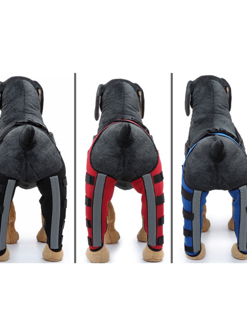 دعامة ركبة الكلب قابلة للتعديل دعامة مزدوجة للساق الخلفية مع دعم مرن بمفصل معدني وأحزمة مقعد عاكسة دعامة Acl للكلب للساق الخلفية، سوداء - Image 4