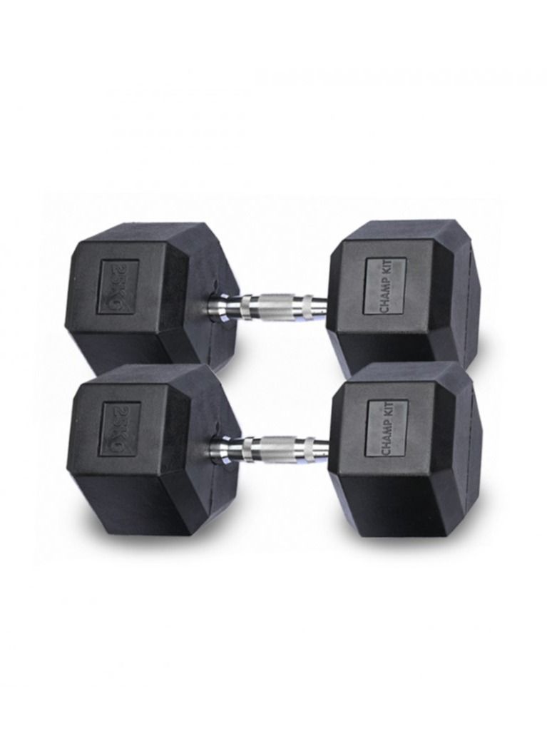 CHAMP KIT CHAMPKIT Rubber Hex Dumbbells set of pairs , for Exercises, Strength training equipment and Home gym accessories,25KG - Image 1