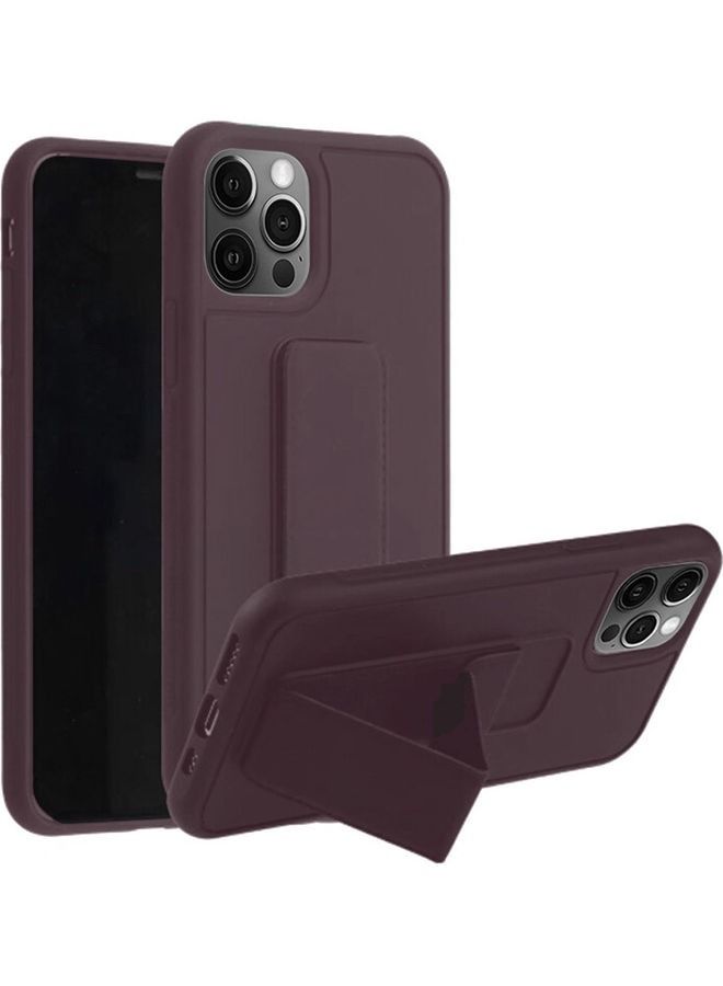 Protective Back Cover With Finger Grip Stand For iPhone 13 Pro Max Maroon - Image 2
