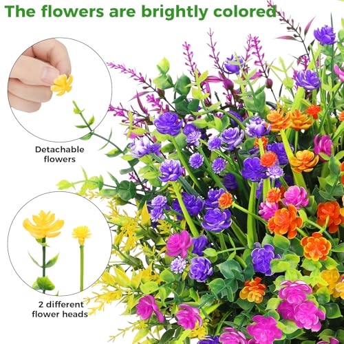 Besteek 20 Bundles Artificial Flowers for Outdoors Fake Plastic Flowers UV Resistant Realistic Faux Plants Shrubs for Spring Summer Garden Porch Yard Patio Planter Window Box Home Decor, Mixedcolor - Image 3