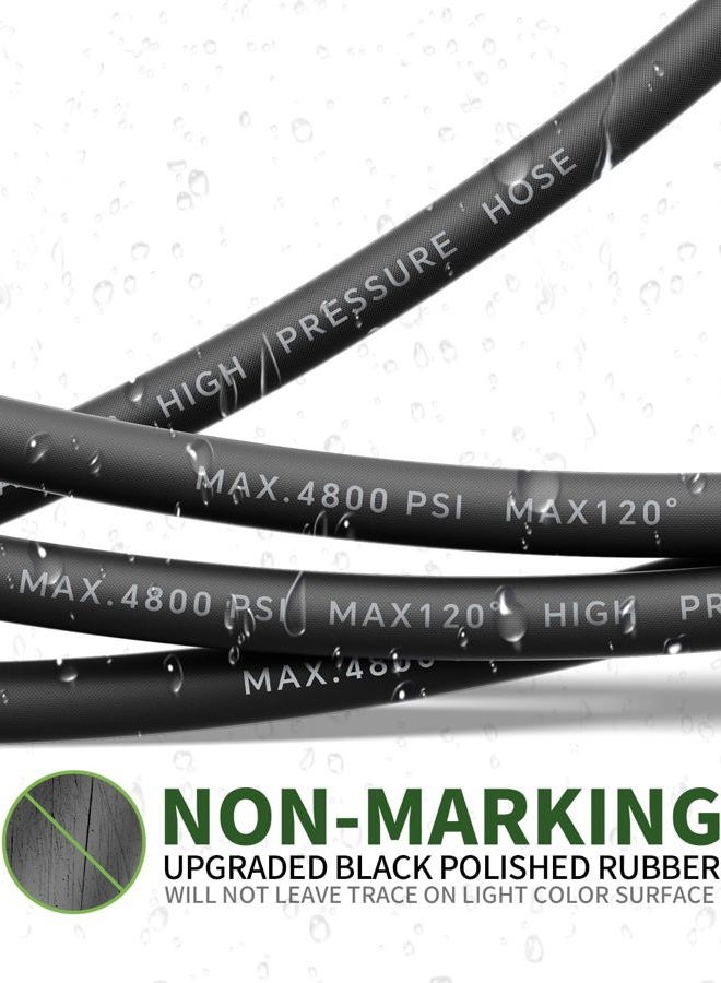 TechSweepPro 3/8" 4800PSI Pressure Washer Hose 125FT with Swivel Quick Connect for Cold/Hot Water Max 248°F, Kink Resistant Steel Wire Braided, Wear Resistant Power Washer Hose with M22 14mm Adapter - Image 5