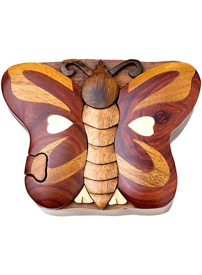 The Handcrafted صندوق أحجية من الخشب المنحوت يدويًا على شكل فراشة - Image 2