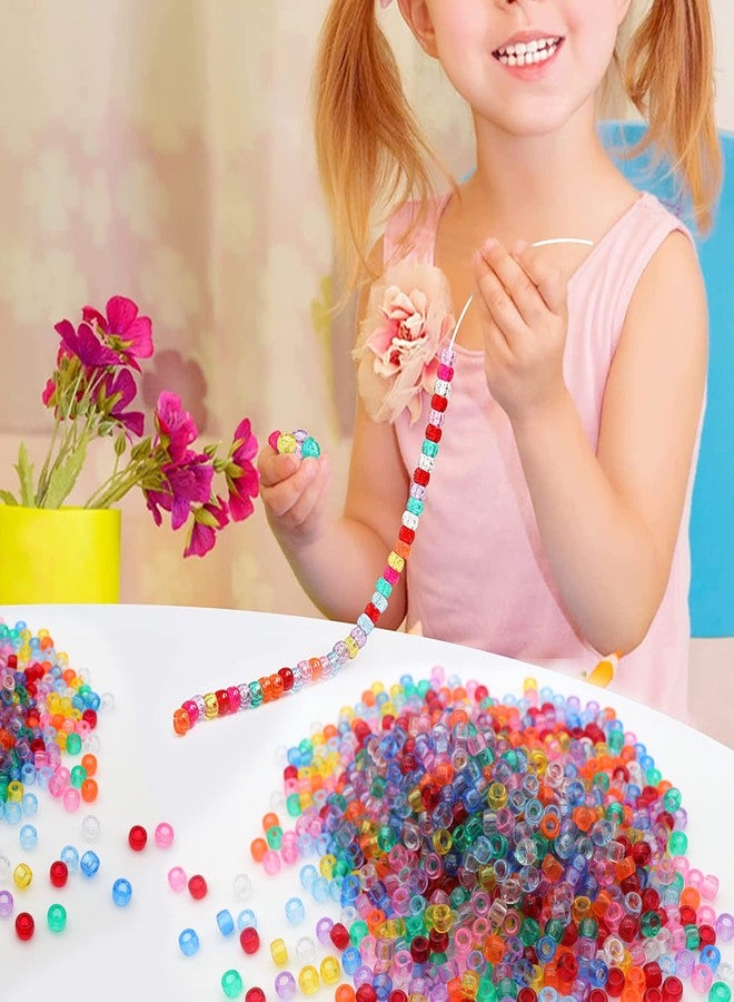 GMMA Transparent Clear Pony Beads for Friendship Bracelets for Jewelry Making 1000 Pcs Plastic Colourful Beads for 6x9mm for DIY Bracelet Necklace Party Decoration Supplies - Image 4