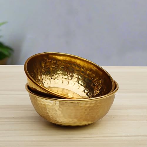 Pure Source India Pure Brass 3.75 Inch Gold Small Bowl, Set of 1, 100 ML - Image 5