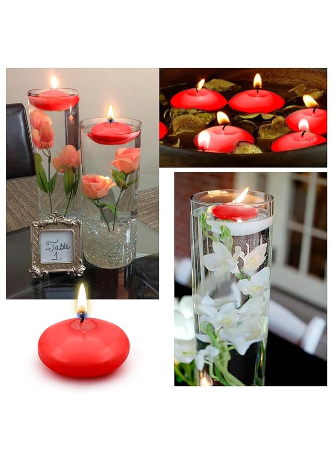 إيروريكس قطع من الشموع العائمة الحمراء عديمة الرائحة بدون تنقيط، شموع مشتعلة بقطر 1.77 بوصة، أقراص شموع عائمة للمزهريات الأسطوانية وحفلات الزفاف وحفلات حمام السباحة وحفلات الزفاف والعطلات والديكور المنزلي باللون الأحمر - Image 5