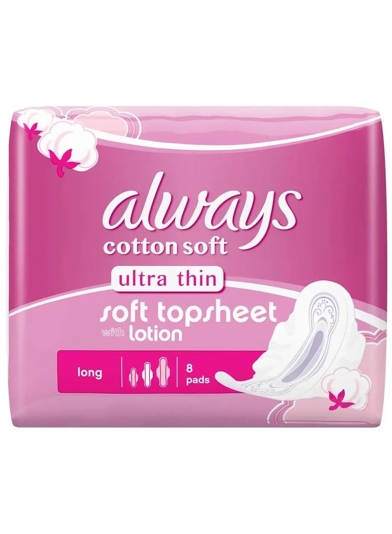 أولويز فوط صحية كبيرة من القطن فائقة النعومة من أولويز، 8 فوط