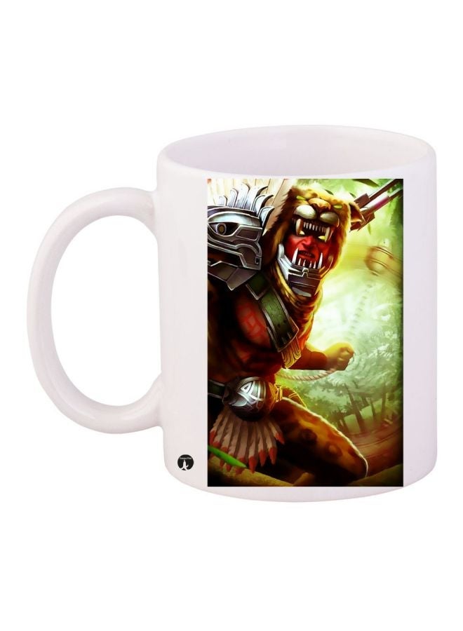 RYN Cartoon Printed Coffee Mug White/Green/Red 11ounce