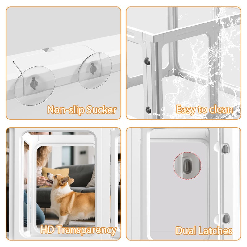 Jatindear 23.6â€œ H Clear Acrylic Plastic Dog Playpen, 8Pcs Lightweight & Easy Assemble Playpen Divider, Durable Safety Play Pen Indoors, Puppy, Cat, Small Animal(White) - Image 5
