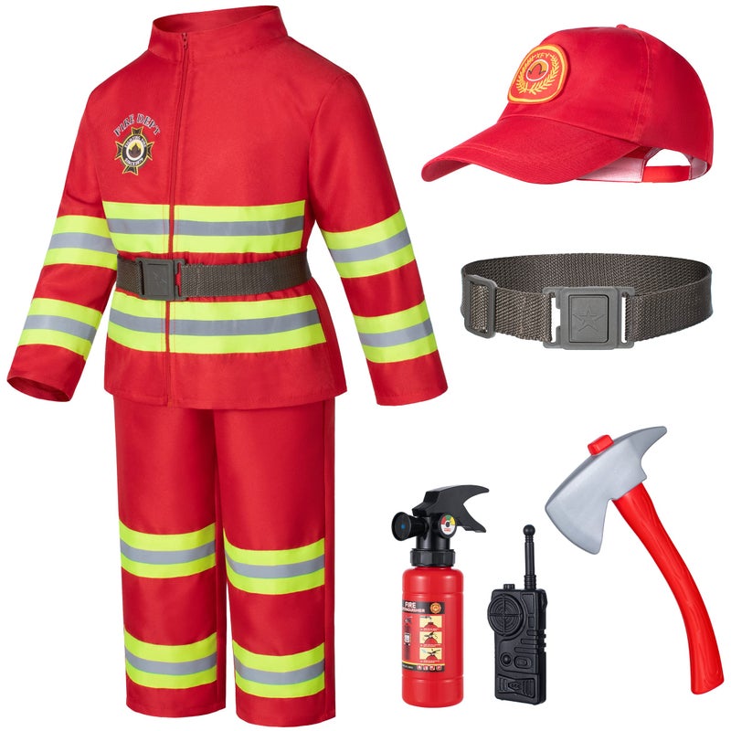 Elibelle Child Fire Fighter Chief Role Costume Red for Kids110cm 34 Years - Image 2