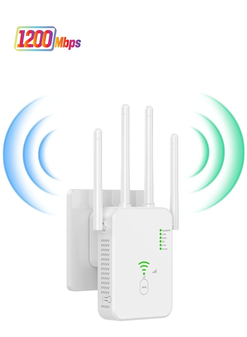 WiFi 2024 New WiFi Extender with 1200Mbps Dual Band 5GHz/2.4GHz Up to 2000 Square Feet and 30 Devices WiFi Repeater with 4 Antennas 360° Full Coverage - Image 1