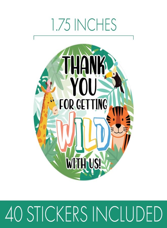 DISTINCTIVS Wild Jungle Birthday Party Thank You Stickers, Party Animal Birthday Decorations - 40 Count - Image 3