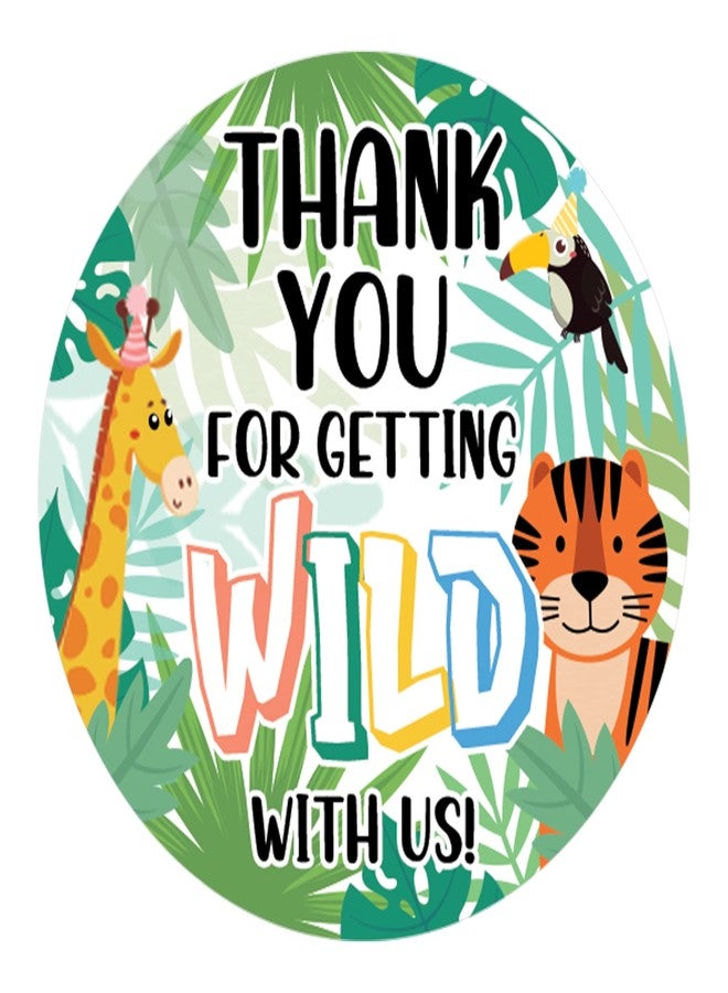 DISTINCTIVS Wild Jungle Birthday Party Thank You Stickers, Party Animal Birthday Decorations - 40 Count - Image 1