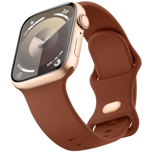 Mugust Sport Bands Compatible with Apple Watch Band 45mm 44mm 42mm, Soft Silicone Correa Wristband Replacement Strap Compatible for Apple Watch Ultra 2/Ultra SE/SE 2 iWatch Series 9 8 7 6 5 4 3 Women Men, - Image 1