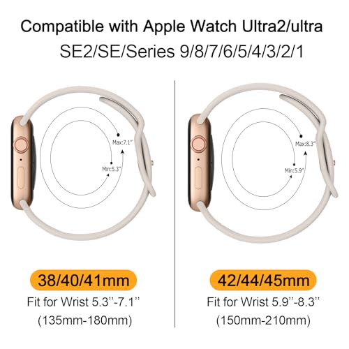 Mugust Sport Bands Compatible with Apple Watch Band 45mm 44mm 42mm, Soft Silicone Correa Wristband Replacement Strap Compatible for Apple Watch Ultra 2/Ultra SE/SE 2 iWatch Series 9 8 7 6 5 4 3 Women Men, - Image 5