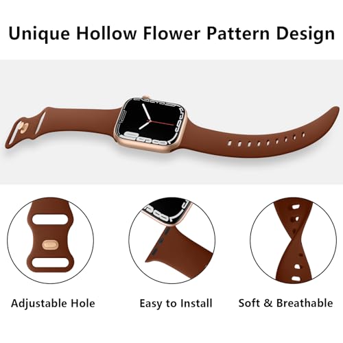 Mugust Sport Bands Compatible with Apple Watch Band 45mm 44mm 42mm, Soft Silicone Correa Wristband Replacement Strap Compatible for Apple Watch Ultra 2/Ultra SE/SE 2 iWatch Series 9 8 7 6 5 4 3 Women Men, - Image 3