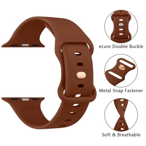 Mugust Sport Bands Compatible with Apple Watch Band 45mm 44mm 42mm, Soft Silicone Correa Wristband Replacement Strap Compatible for Apple Watch Ultra 2/Ultra SE/SE 2 iWatch Series 9 8 7 6 5 4 3 Women Men, - Image 4