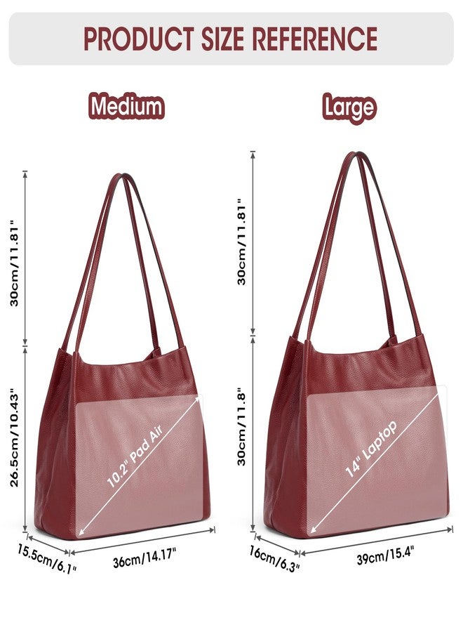 Kattee Leather Tote Bags for Women, Casual Shoulder Hobo Purses and Handbags, Top Magnetic Snap Closure Large (Wine Red) - Image 3