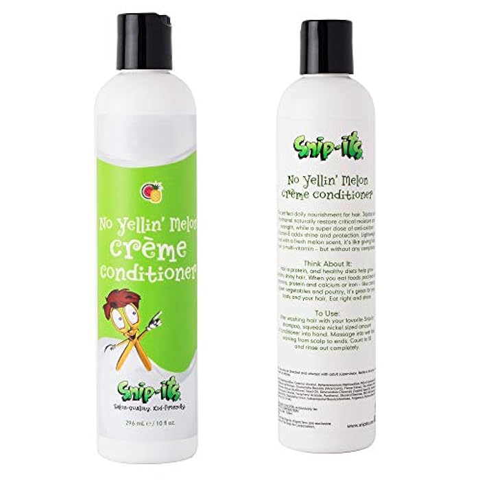 Snip-its No Yellin’ Melon Natural Kids Conditioner 10oz | Nourish and Restore Swimmers Hair - Kids Detangler for Smooth Hair Smells Great - Natural Conditioner Made in USA | Salon Quality Kid Friendly - Image 1