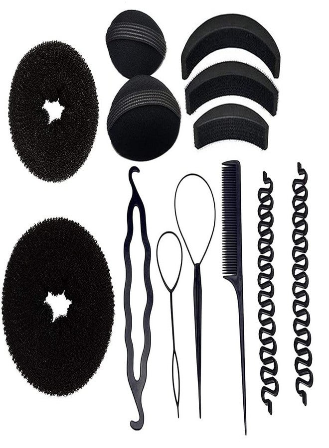 CHANDERKASH Combo of 13pcs,Banana Bumpit Hair Puff Maker, Donut Topsy Ponytail Holder Hair Styling tools - Image 1