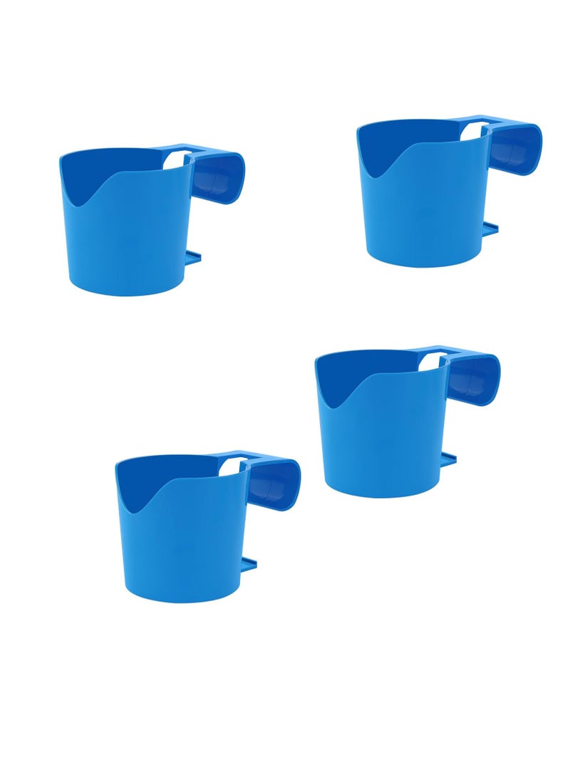 KASTWAVE 4PCS Poolside Cup Holders for Above Ground Pools Plastic Swimming Pool Drink Holder Enjoy Your Drinks Without Spills for Drinks Fit for Thinner Round Top Rails Blue - Image 1