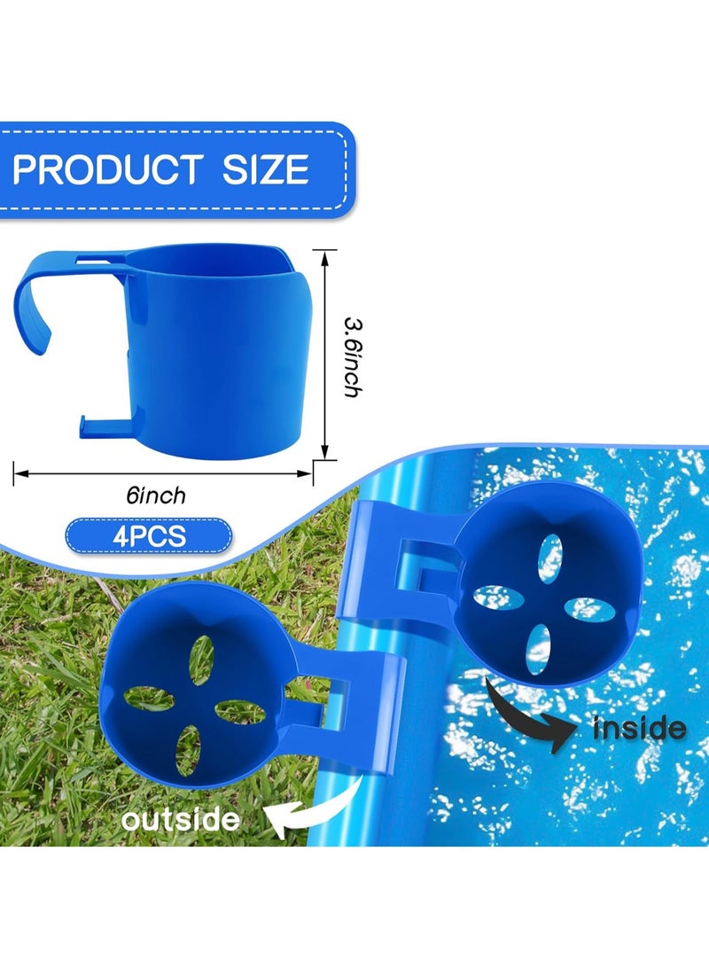 KASTWAVE 4PCS Poolside Cup Holders for Above Ground Pools Plastic Swimming Pool Drink Holder Enjoy Your Drinks Without Spills for Drinks Fit for Thinner Round Top Rails Blue - Image 3