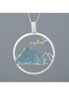 Generic Antique Birds And Flowers Aquamarine Original Stone Sterling Silver S925 Female Pendant Creative Design Data Package 