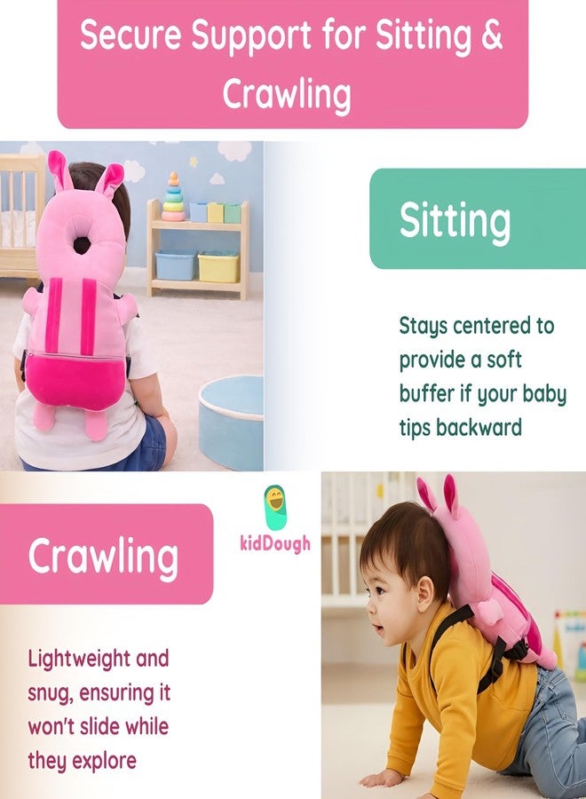 KidDough Rabbit Shape Head Protector, Cushioned Backpack for Babies | 6 Months - 36 Months | Lightweight (Pink Rabbit) - Image 2