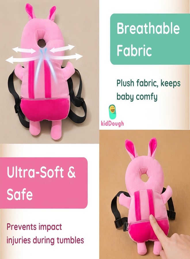 KidDough Rabbit Shape Head Protector, Cushioned Backpack for Babies | 6 Months - 36 Months | Lightweight (Pink Rabbit) - Image 4