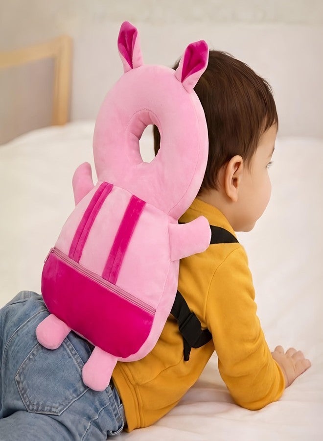KidDough Rabbit Shape Head Protector, Cushioned Backpack for Babies | 6 Months - 36 Months | Lightweight (Pink Rabbit) - Image 1