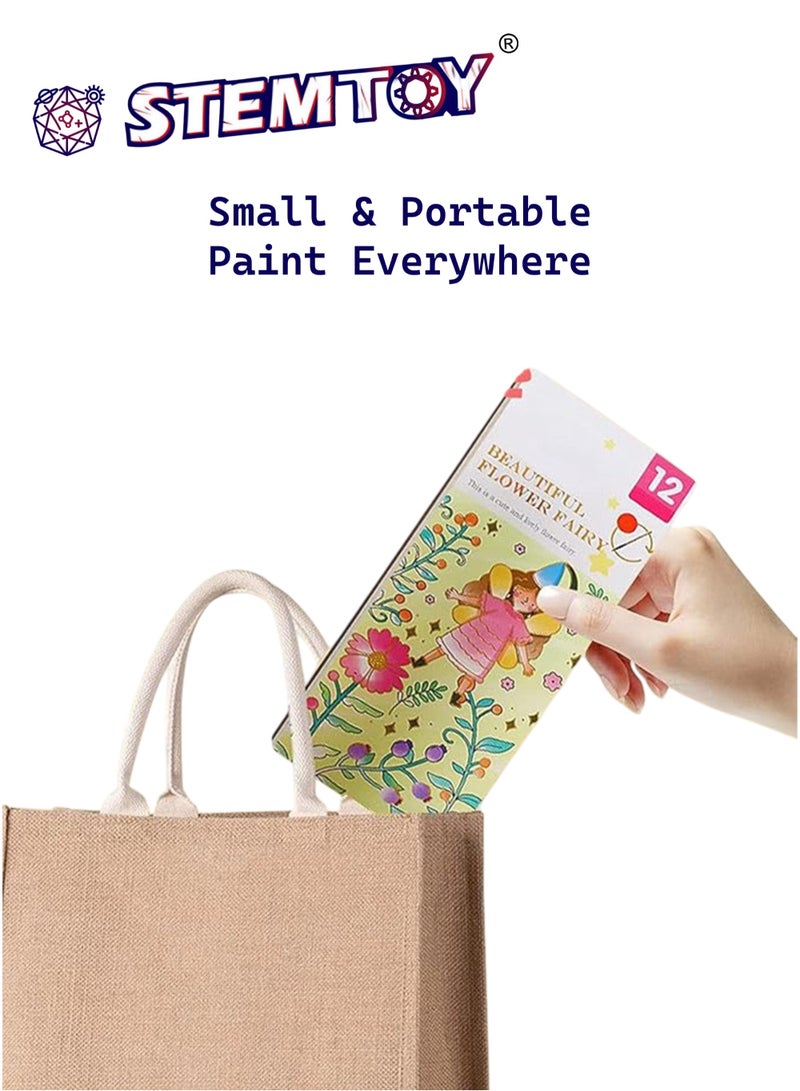 STEMTOY Magic Watercolor Painting Book Set for Kids, Pocket Water Coloring Book with Paints and Brush, Reusable DIY Art & Drawing Fun for Kids, Travel Art Craft Gift for Children, Girls, Stress Relief for Adults (Mermaid Theme) - Image 3