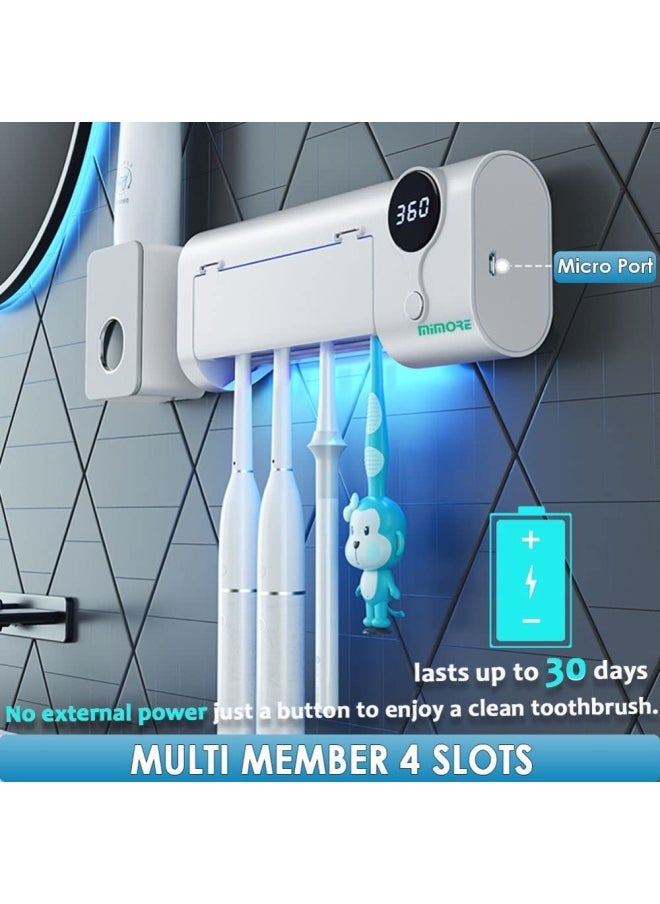MIMORE - Toothbrush Sanitizer Toothbrush Sanitizer And Holder W Sterilization Function Uv Toothbrush Sanitizer For Bathroom Wireless Wall Mount Rechargeable - Image 1
