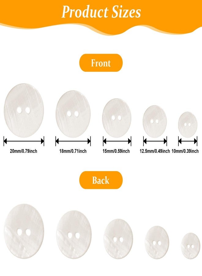 Ymapinc 50Pcs White Pearl Buttons for Sewing, 10/12.5/15/18/20mm 2 Holes Natural Shell Replacement Mother of Pearl Buttons for Clothes Shirts Sewing Knitting Crochet - Image 2