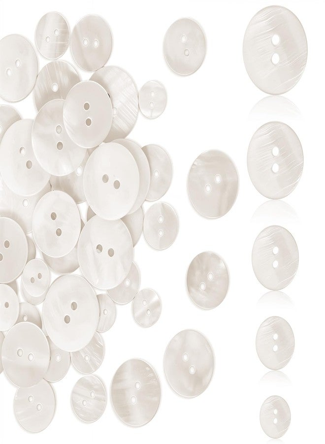Ymapinc 50Pcs White Pearl Buttons for Sewing, 10/12.5/15/18/20mm 2 Holes Natural Shell Replacement Mother of Pearl Buttons for Clothes Shirts Sewing Knitting Crochet - Image 1
