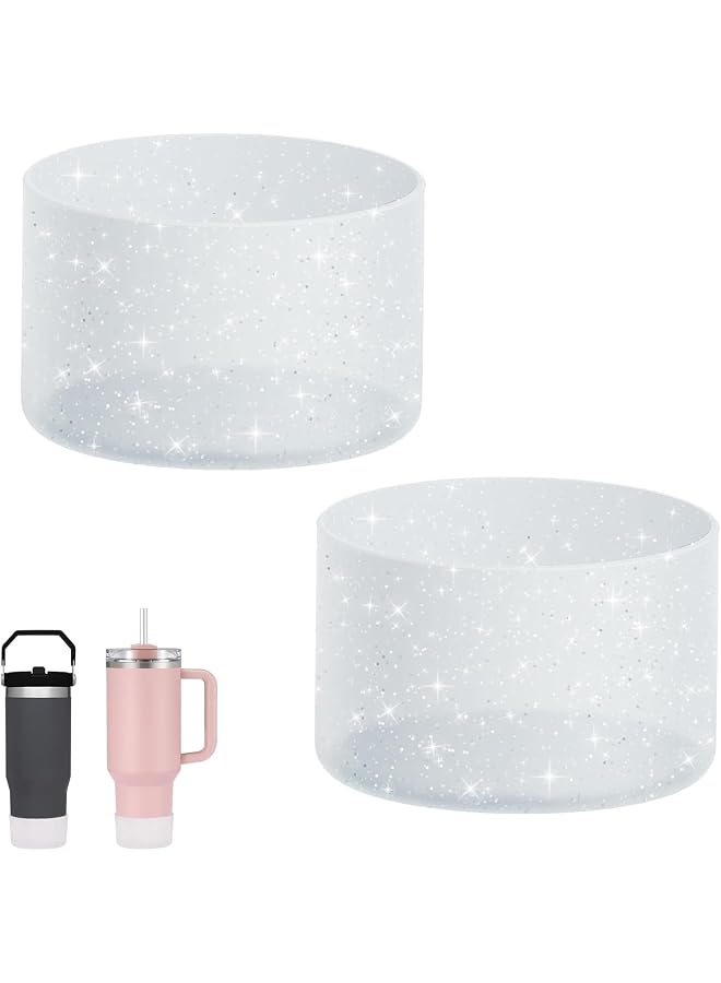S-TOP Silicone Cup Sleeves Compatible with Stanley Quencher and IceFlow Bottles - 2PCS glitter water bottle protectors - Reduce dents, add style and grip - Image 1