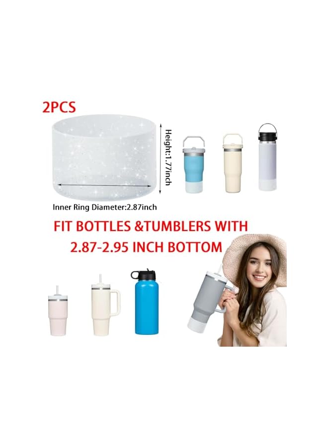 S-TOP Silicone Cup Sleeves Compatible with Stanley Quencher and IceFlow Bottles - 2PCS glitter water bottle protectors - Reduce dents, add style and grip - Image 5