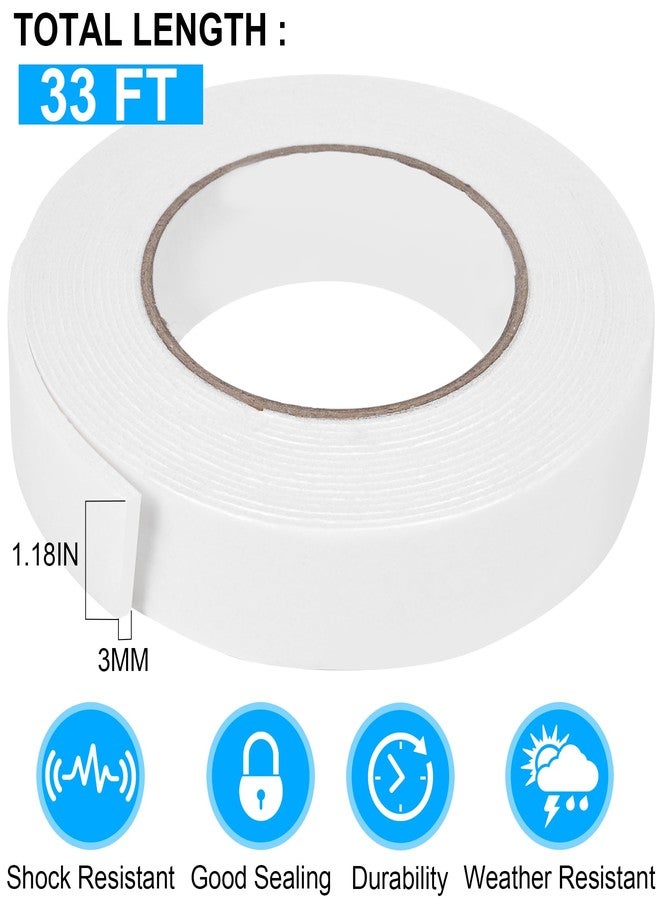 ToLanbbt Double Sided Foam Tape 1.18In x 33FT, Mounting Tape Heavy Duty, Strong Adhesive Weatherproof Seal Strips for DIY Craft Picture Poster, Car & Gap Filling Mountings, Home Office Decor (White) - Image 2