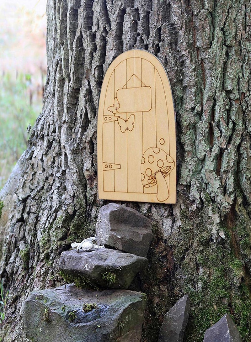 GGOOT Fairy Door Painting Garden Doors Craft - Fairy Garden Decor Fairy Garden Kit | Unpainted Miniature Tiny Door, Miniature Elf Door for Kids Painting Crafts, Tree Décor, Fairy Garden - Image 2