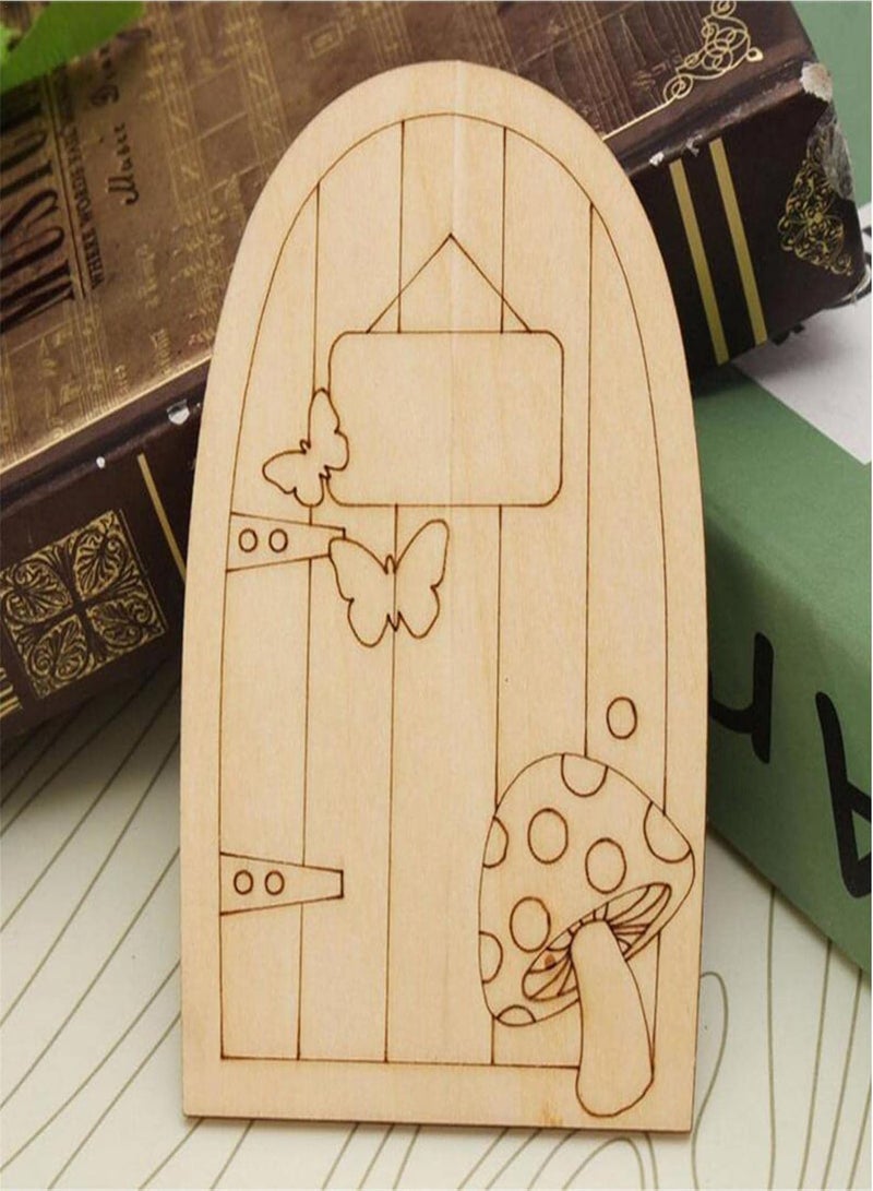 GGOOT Fairy Door Painting Garden Doors Craft - Fairy Garden Decor Fairy Garden Kit | Unpainted Miniature Tiny Door, Miniature Elf Door for Kids Painting Crafts, Tree Décor, Fairy Garden - Image 3