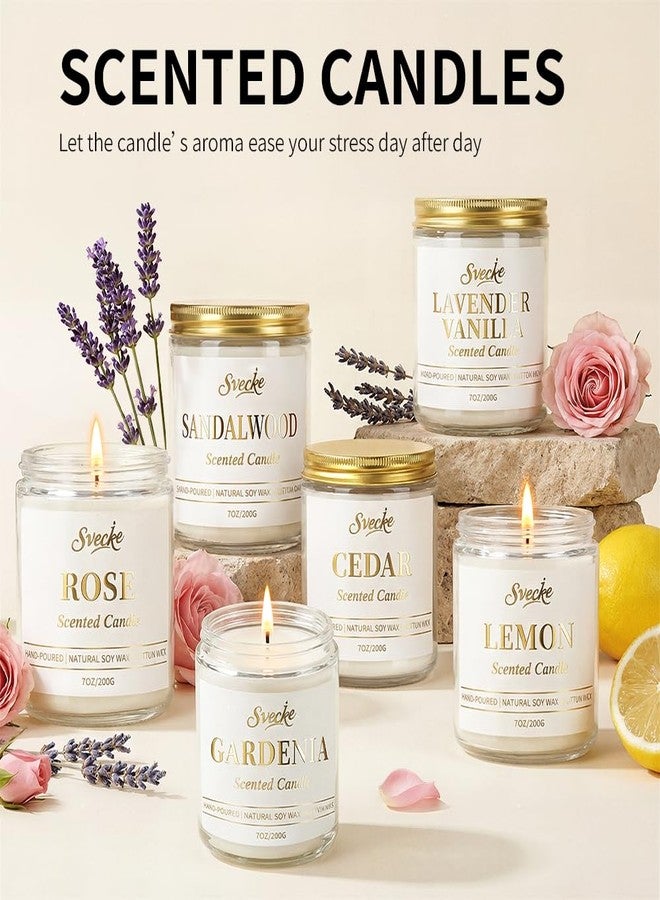 SVECKE Gardenia Scented Candle 7oz Soy Wax Jar Candle Long Burning Aromatherapy Candle for Home Bedroom Gift for Women Men Housewarming New Home Gift - Image 5