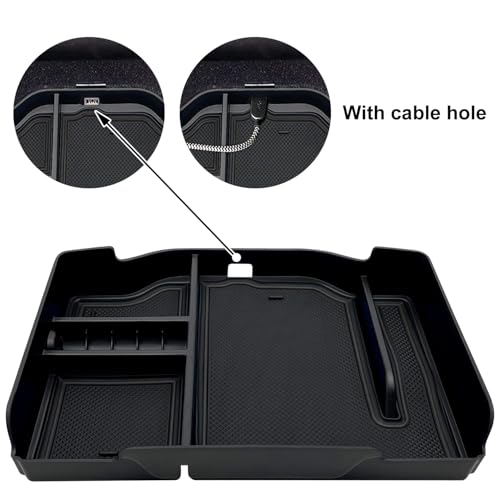 EVTIME Center Console Organizer fit for Dodge RAM 1500 2500 3500 2025 2024 2023 2022 2021 2020 2019 Accessories Interior Storage Box Armrest Storage Tray (Black) NOT FIT FOR 40/20/40 Split Bench Seat. - Image 3