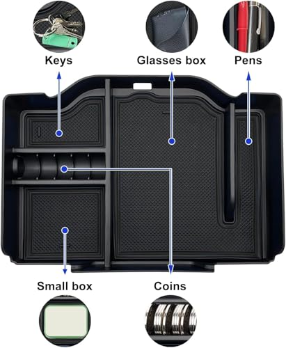 EVTIME Center Console Organizer fit for Dodge RAM 1500 2500 3500 2025 2024 2023 2022 2021 2020 2019 Accessories Interior Storage Box Armrest Storage Tray (Black) NOT FIT FOR 40/20/40 Split Bench Seat. - Image 5