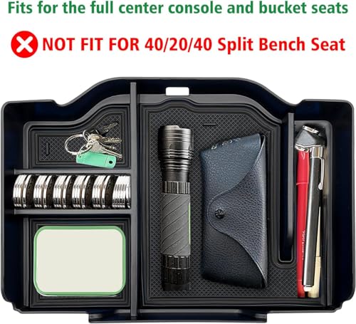 EVTIME Center Console Organizer fit for Dodge RAM 1500 2500 3500 2025 2024 2023 2022 2021 2020 2019 Accessories Interior Storage Box Armrest Storage Tray (Black) NOT FIT FOR 40/20/40 Split Bench Seat. - Image 2