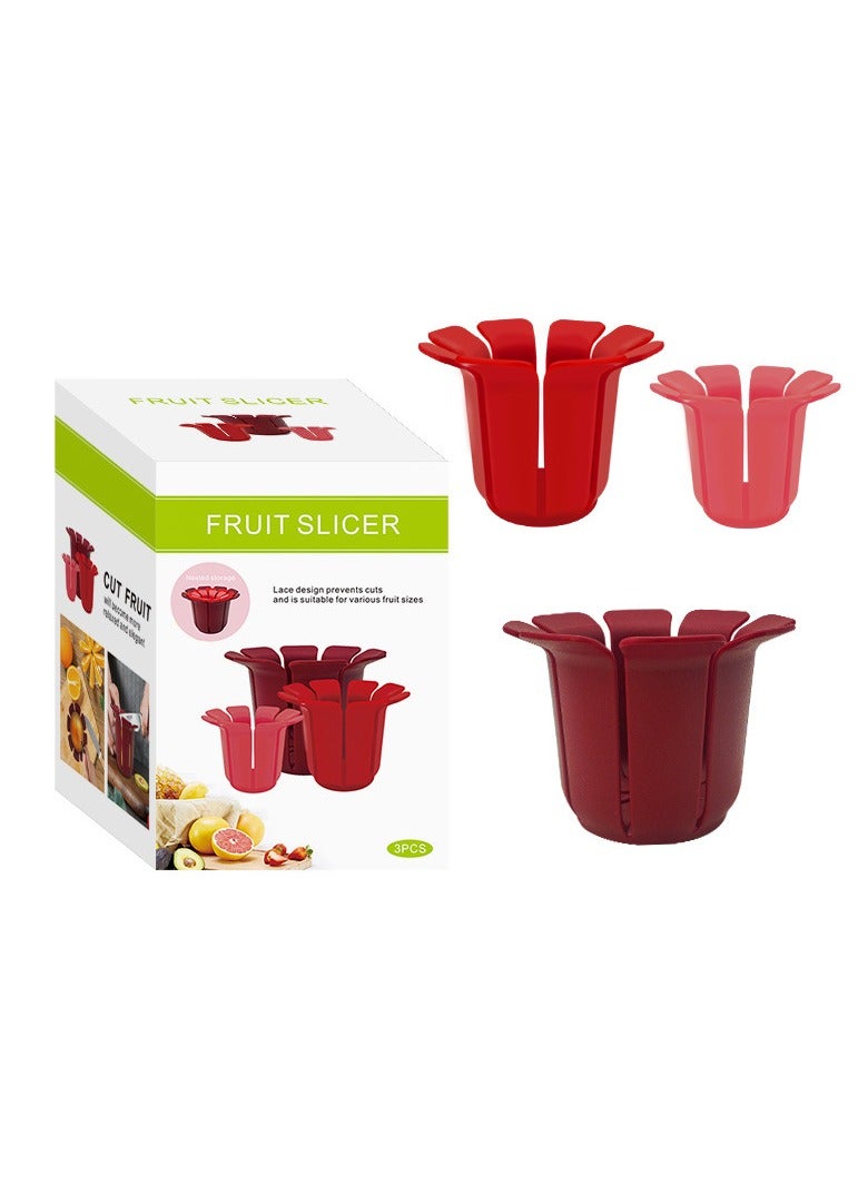 general Round Fruit Slicer Evenly Cuts Fruits and Vegetables into Eight Pieces Home Kitchen Three-Piece Set Convenient Corer and Slicer - Image 1