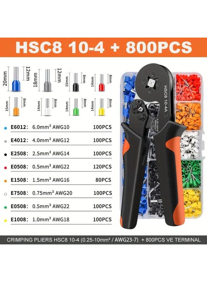THSC8 10 4 HC Ferrule Crimping Tool Set With 800PCS Terminals Wire Stripper Pliers - Image 1