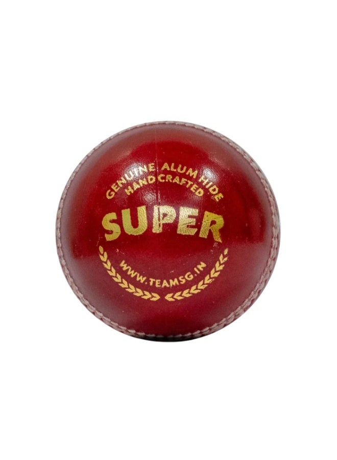 SG Super Red Leather Cricket Ball | Alum Tanned Premium Four-Piece Hard Ball for Club & Tournament Matches - Image 1