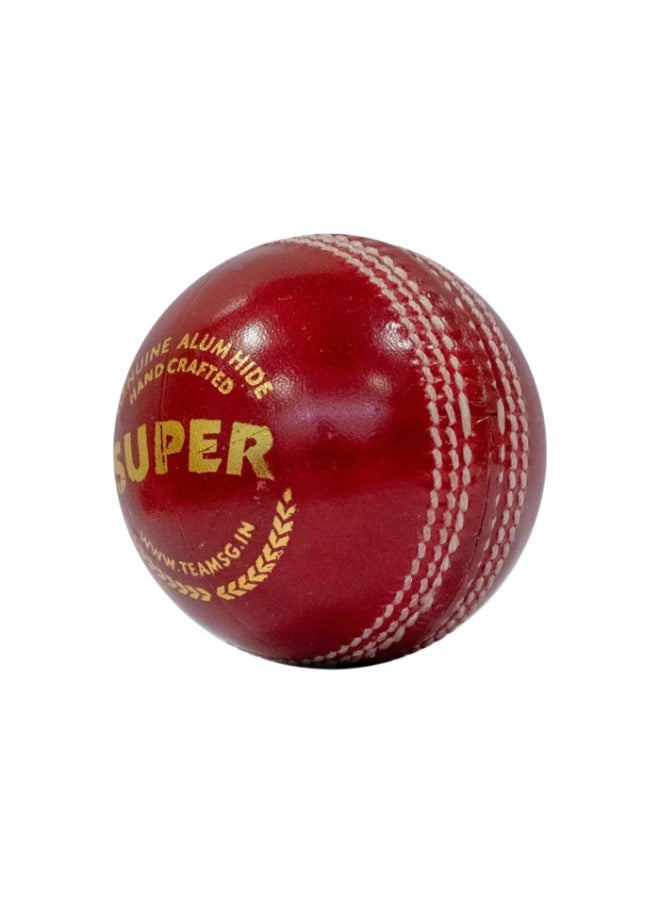 SG Super Red Leather Cricket Ball | Alum Tanned Premium Four-Piece Hard Ball for Club & Tournament Matches - Image 3