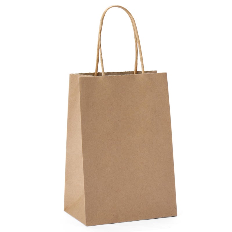 Mesha Gift Bags Brown Paper Bags 5.25X3.75X8 Inches 20Pcs Small Kraft Paper Bags With Handles Bulk Kraft Bags Grocery Shopping Bags Wedding Party Favor Bags Mothers Day Gift Bags - Image 1