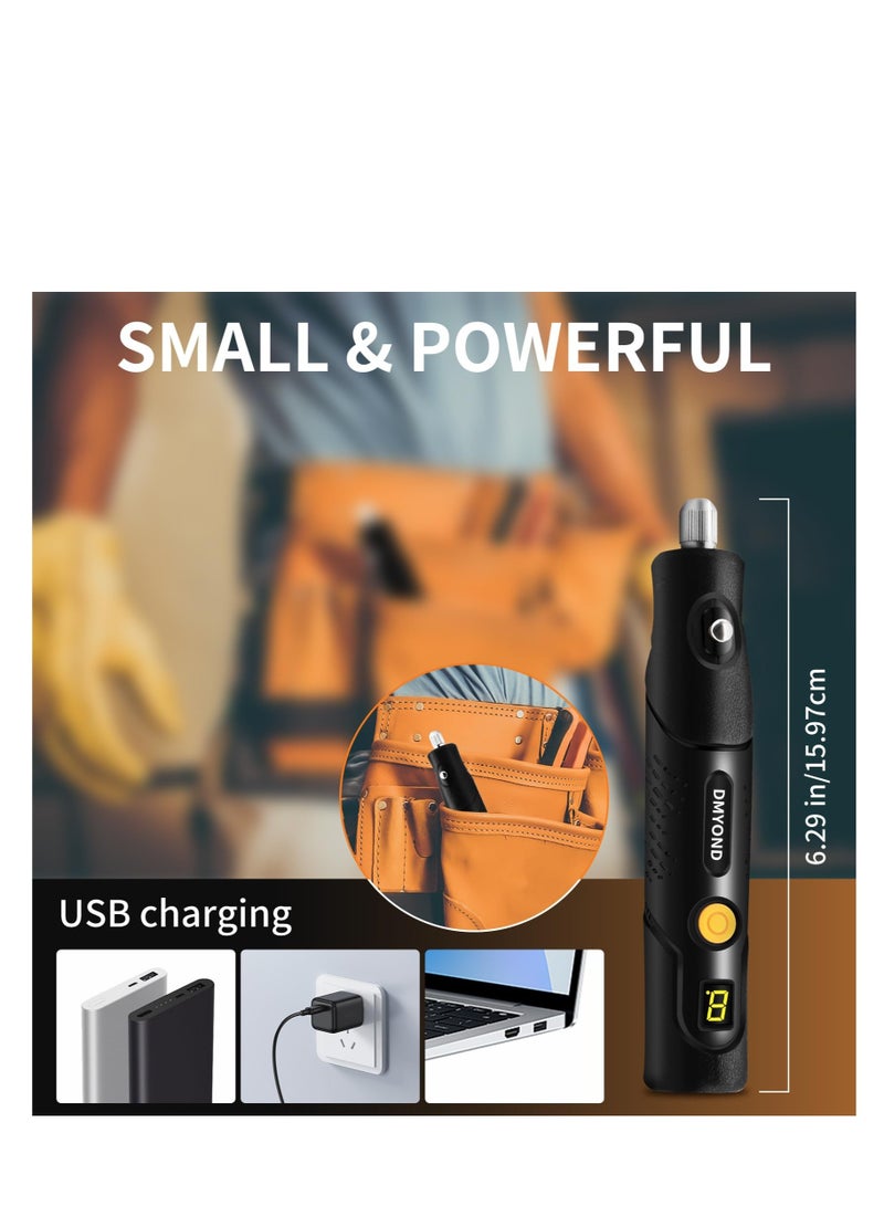 Excefore Mini Cordless Rotary Tool Kit, 5-Speed Multi-Purpose Power Tool, LED Screen Display, for Sanding, Engraving, Polishing, Drilling, Handmade Crafting, DIY Creations  - Image 4