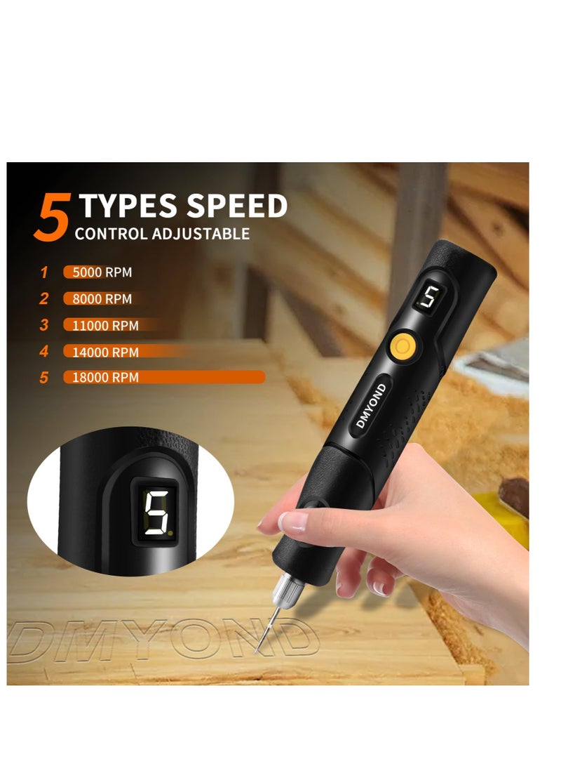 Excefore Mini Cordless Rotary Tool Kit, 5-Speed Multi-Purpose Power Tool, LED Screen Display, for Sanding, Engraving, Polishing, Drilling, Handmade Crafting, DIY Creations  - Image 2